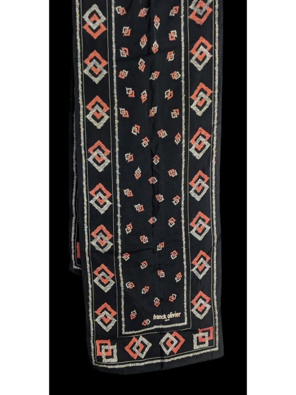 Franck Olivier Paris Vintage Black Scarf With Geometric Patterns